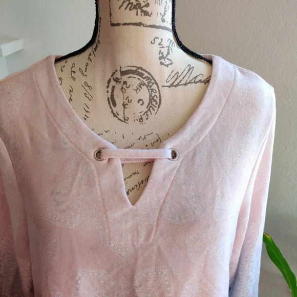 Allison Daley Mandala Print Ombre Pink Gray 3/4 Sleeve Tunic Top Size L - Picture 6 of 9